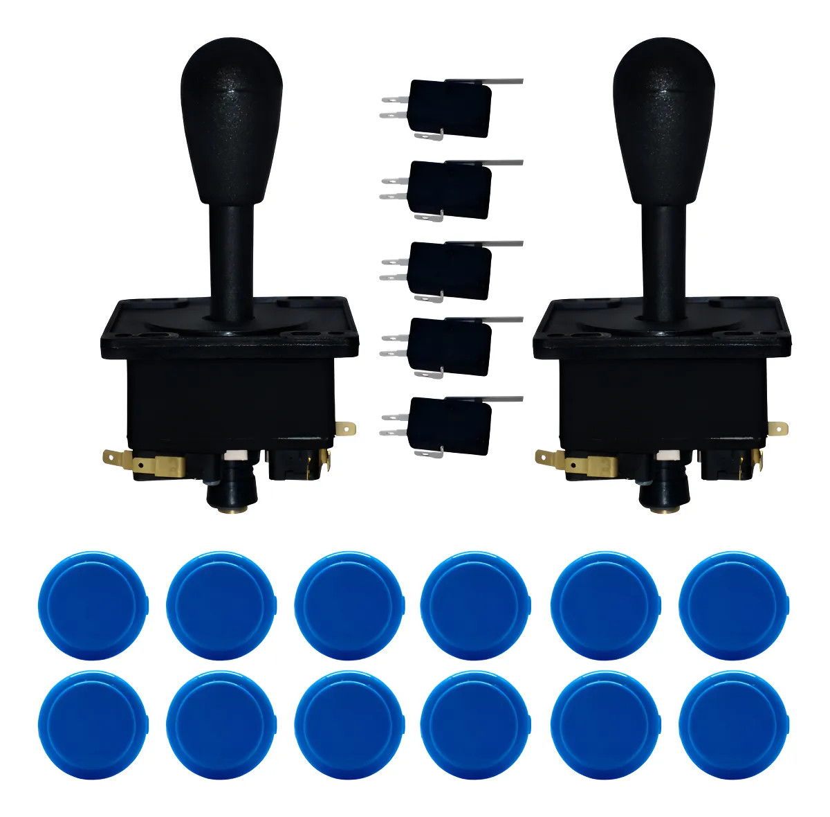 Kit Arcade Fliperama: 2 Comandos + 16 Botões Sanwa Similar - Azul