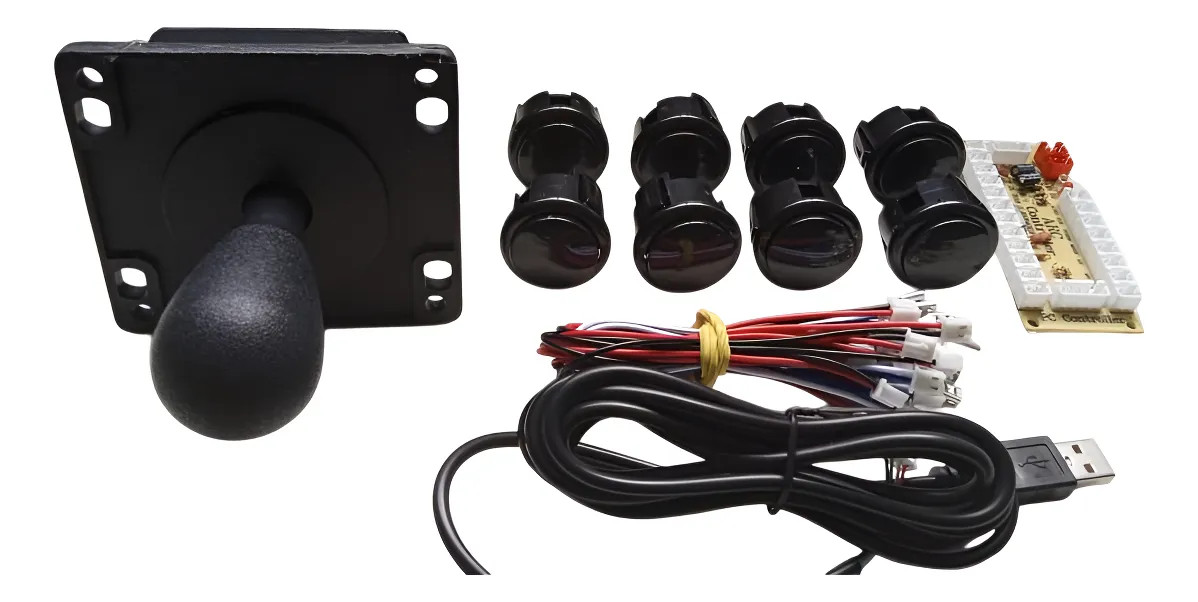 Kit Arcade Híbrido - Comando Aegir Original + 8 Botões Estilo Sanwa 30mm