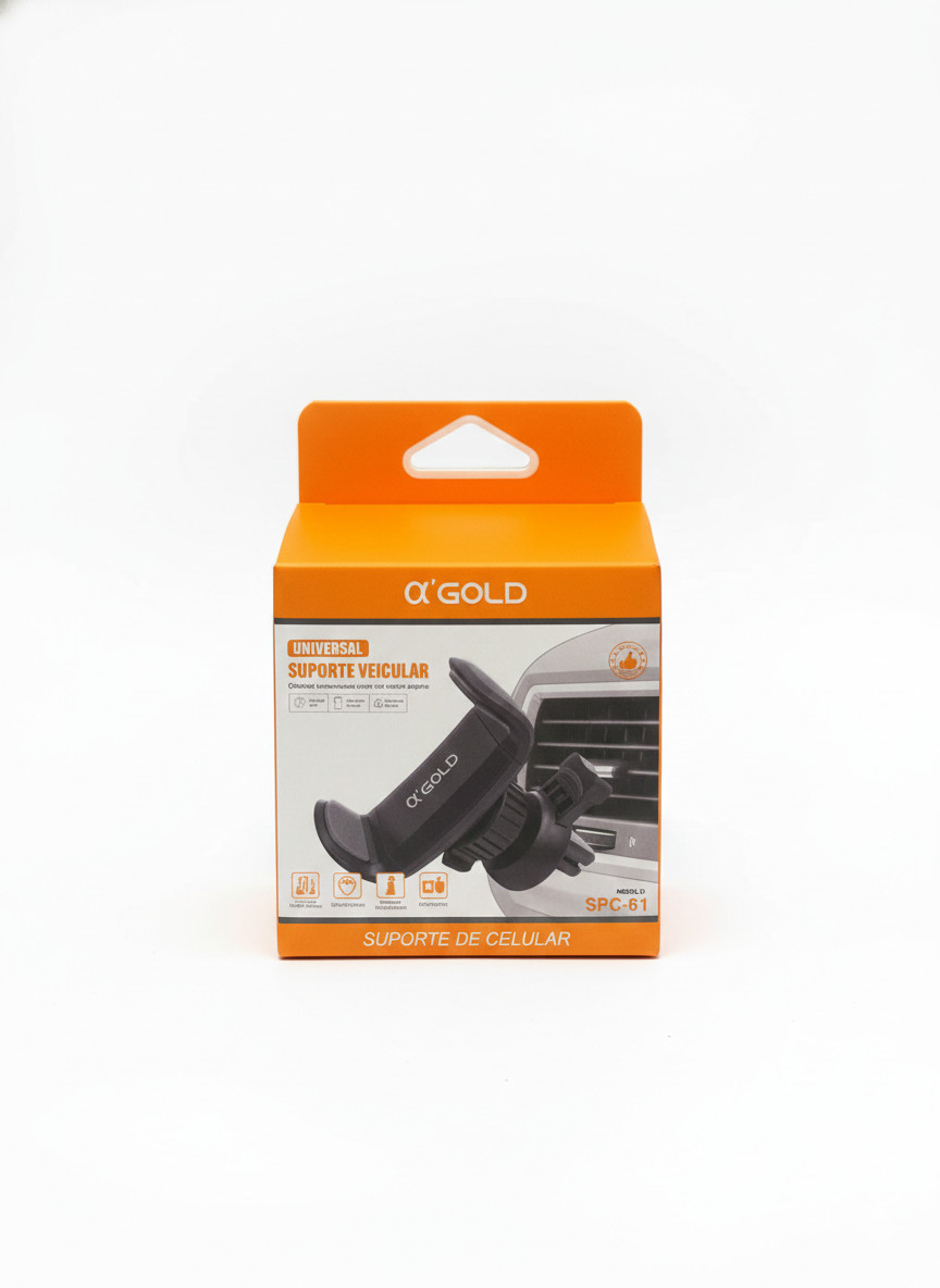 Suporte Veicular Celular Grade Ventilação A'Gold SPC-61 Preto